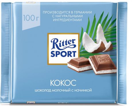 Ritter Sport Шоколад молочный с начинкой с кокосом и хрустящей крошкой Ritter Sport, 100 г