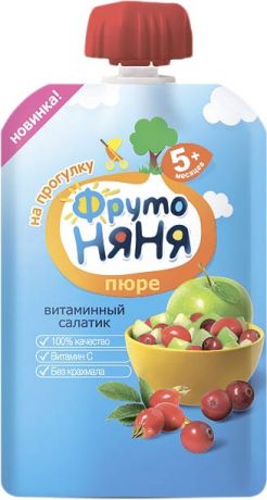 Фруто Няня Пюре Витаминный салатик яблоко/шиповник/клюква ФрутоНяня