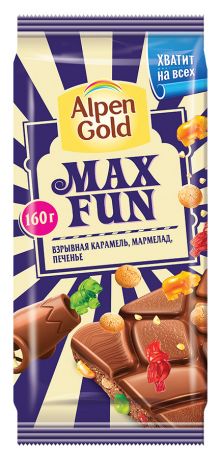 Альпен Голд Шоколад молочный карамель/мармелад/печенье Максфан Alpen Gold