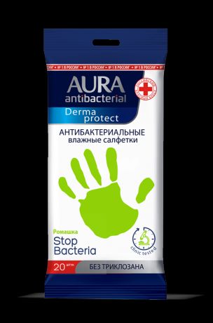 Аура Салфетки влажные антибактериальные 20 шт Aura