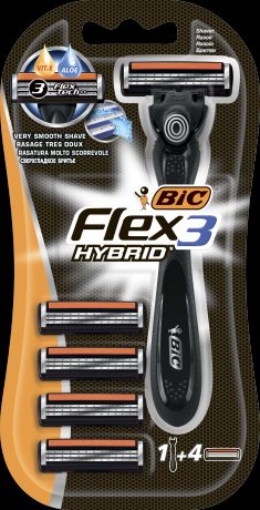 Бик Станок для бритья с 3-лезвиями FLEX 3 HYBRID+4 кассеты Bic