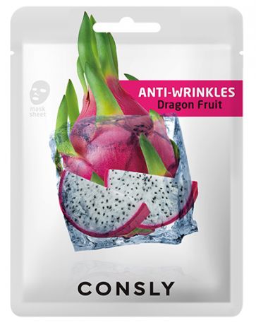 Consly Маска Dragon Fruit Anti-Wrinkles Mask Pack Антивозрастная Тканевая с Экстрактом Драгонфрута, 20 мл