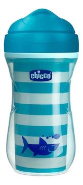CHICCO Чашка-Поильник Active Cup (Носик Ободок), 14 мес+, 266 мл., Цвет Синий, Голубой, 1 шт