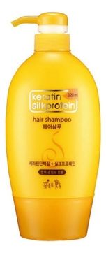 Flor de Man Шампунь Flor de Man Keratin Silkprotein Hair Shampoo Увлажняющий с Протеинами Шелка, 620 мл