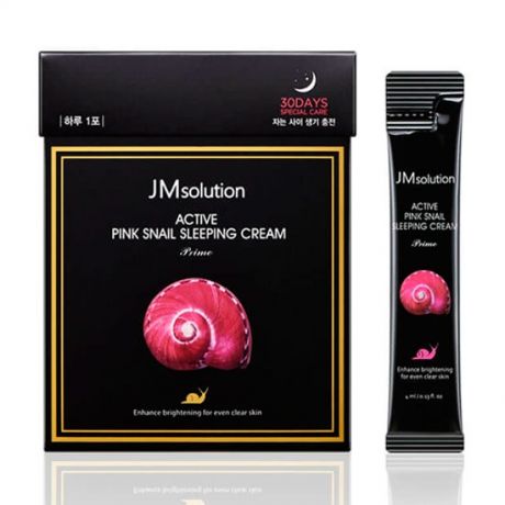 Jmsolution Маска Active Pink Snail Sleeping Cream Prime Ночная Обновляющая с Улиткой, 4 мл*30 шт