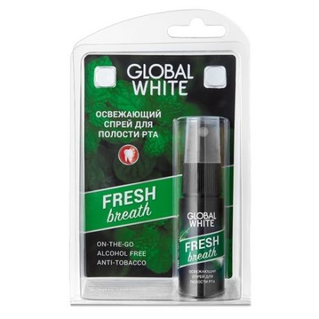 Global White Спрей Fresh Блистер Освежающий для Полости Рта c Экстраком Оливы и Петрушки, 15 мл