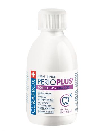 Curaprox Жидкость - Ополаскиватель Perio Plus Forte, с Содержанием Хлоргексидина 0,20%, 200 мл