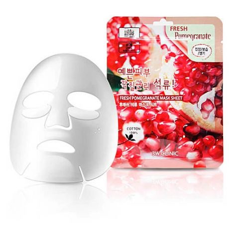 3W Clinic Маска Fresh Pomegranate Mask Sheet для Лица Тканевая с Гранатом, 23 мл