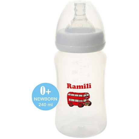 Ramili Противоколиковая бутылочка для кормления Ramili Baby (240 мл., 0+, слабый поток)