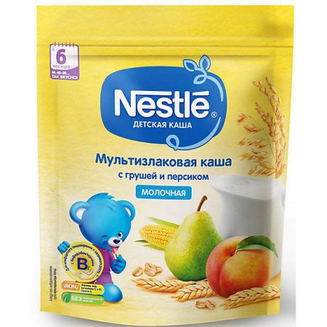 Nestle Молочная каша Nestle мультизлаковая, с грушей и персиком, с 6 мес, 220 г