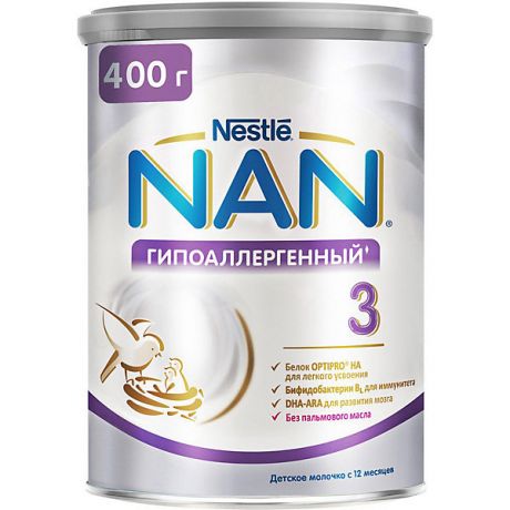 Nestle Молочный напиток Nestle NAN гипоаллергенный 3, с 12 мес, 400 г