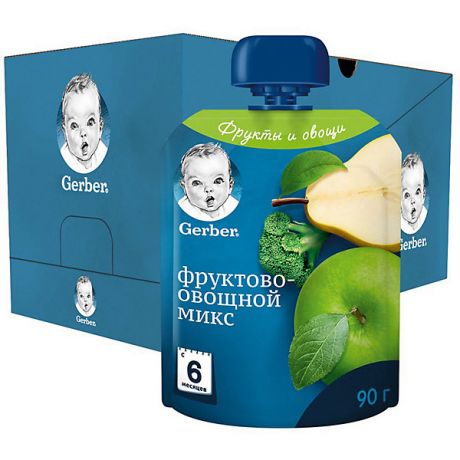 Gerber Пюре Gerber фруктово-овощной микс с 6 мес, 16 шт х 90 г/уп