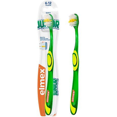 - Зубная щетка Elmex Junior детская, мягкая жёсткость, от 6 до 12 лет