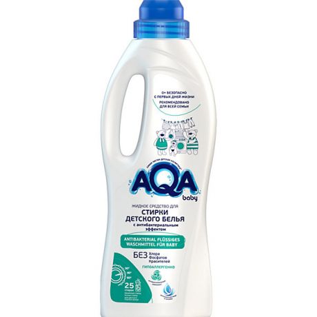 AQA baby Жидкое средство для стирки Aqa baby, с антибактериальным эффектом, 1000 мл