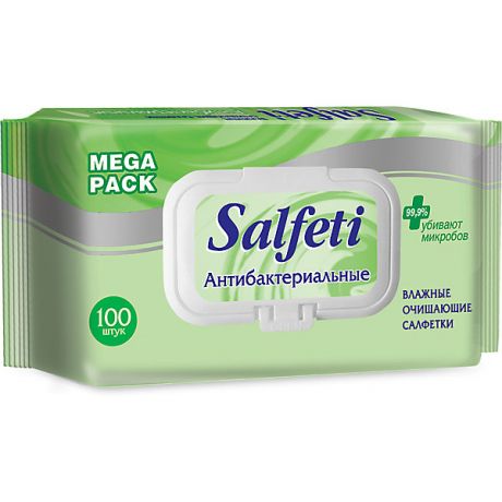 Salfeti Влажные антибактериальные салфетки Salfeti №100, с клапаном