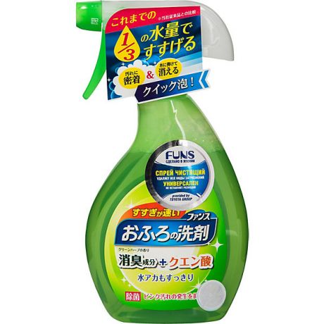 Funs Спрей чистящий для ванной комнаты Funs с ароматом свежей зелени, 380 мл