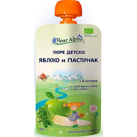 Fleur Alpine Пюре Fleur Alpine яблоко-пастернак, с 6 мес, 6 штук