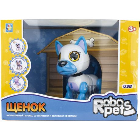 1Toy Интерактивная игрушка 1Toy Robo Pets Робо-щенок, бело-голубой