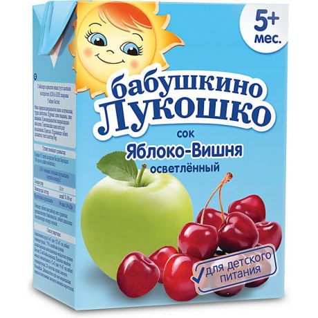 Бабушкино Лукошко Сок Бабушкино Лукошко яблоко вишня осветлённый, с 5 мес, 200 мл х 18 шт