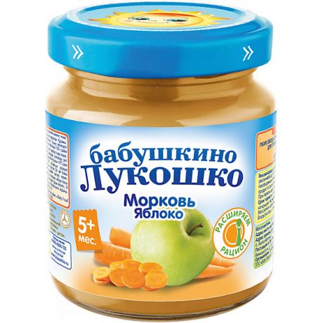 Бабушкино Лукошко Пюре Бабушкино Лукошко морковь яблоко, с 5 мес, 6 шт х 100 г