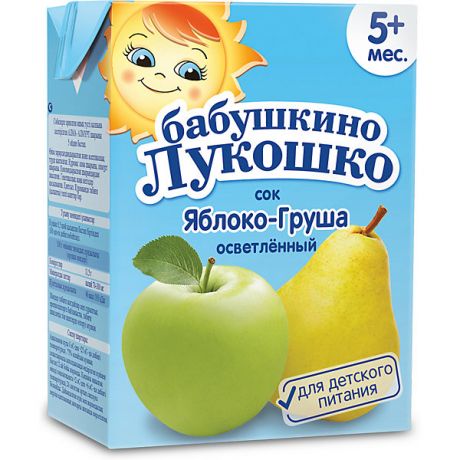 Бабушкино Лукошко Сок Бабушкино Лукошко яблоко груша осветлённый, с 5 мес, 200 мл х 18 шт