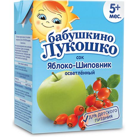 Бабушкино Лукошко Сок Бабушкино Лукошко яблоко шиповник осветлённый, с 5 мес, 200 мл х 18 шт