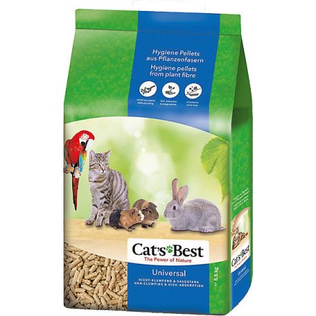 Cat`s Best Наполнитель для кошачьих туалетов Cat`s Best Universal древесный, 10 л/5,5 кг