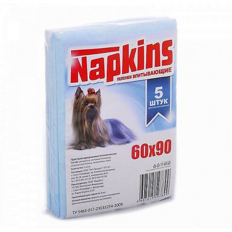 Napkins Впитывающие пелёнки Napkins для собак 5 шт, 60х90 см
