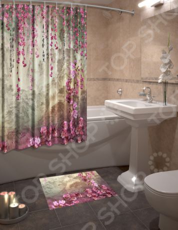 Набор для ванной комнаты: шторка и коврик ТамиТекс «Притча»