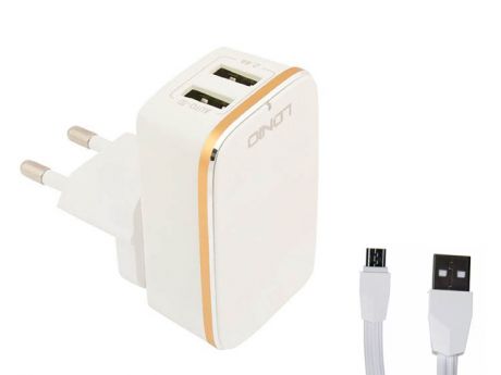 Зарядное устройство Ldnio A2204 2xUSB + Cable Micro USB White-Gold LD_B4387