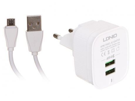 Зарядное устройство Ldnio A201 2xUSB + Cable Micro USB White LD_B4399