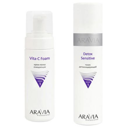 Aravia professional Комплект Крем-пенка очищающая Vita-C Foaming, 160 мл + Тоник детоксицирующий Detox Sensitive, 250 мл (Aravia professional, Уход за лицом)