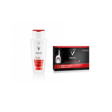 Vichy Комплект Средство против выпадения волос для мужчин, 5, 21 монодоза + шампунь тонизирующий от выпаде (Vichy, Dercos)
