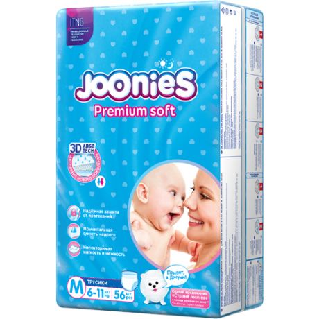 Joonies Подгузники-трусики размер M (6-11 кг) 56 шт. (Joonies, Premium Soft)