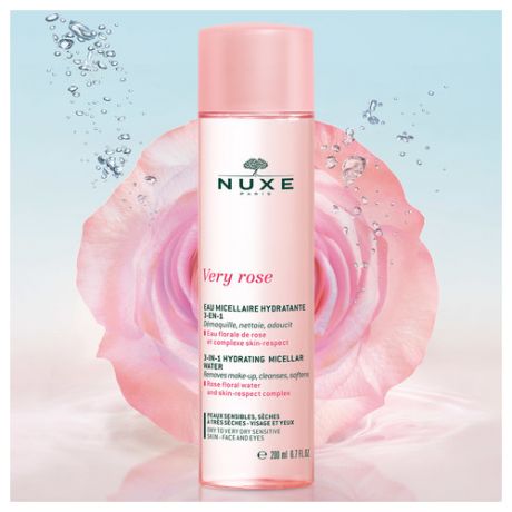 Nuxe Увлажняющая мицеллярная вода для лица и глаз 3 в 1, 200 мл (Nuxe, Very Rose)