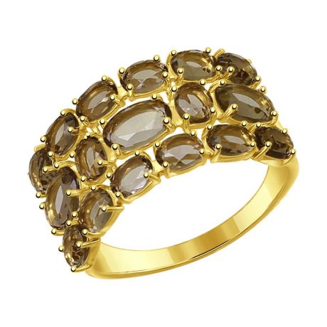 Кольцо SOKOLOV из желтого золота с раухтопазами