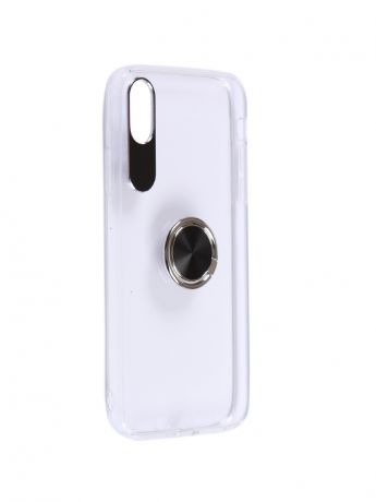 Чехол DF для APPLE iPhone XR Plastic + Silicone с кольцом-держателем Transparent-Black iTRing-06