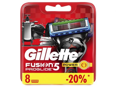 Сменные кассеты Gillette Fusion5 ProGlide Power Red 8шт 7702018085606