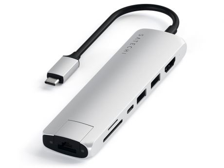 Хаб USB Satechi Type-C Slim Multiport Ethernet Adapter Silver ST-UCSMA3S