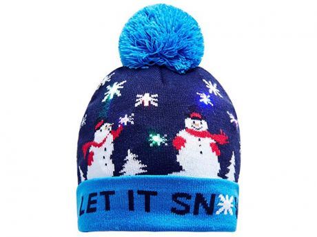 Вязаная новогодняя шапка ZDK Снеговик со светодиодной подсветкой ngHat03