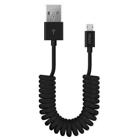 Аксессуар Deppa USB - microUSB 2m Curly Black DEP-72228