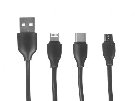 Аксессуар mObility USB - Micro USB / Lightning / Type-C 2A Black УТ000022586