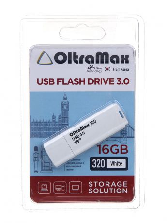 USB Flash Drive 16Gb - OltraMax 320 OM-16GB-320-White