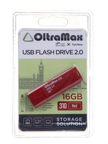 USB Flash Drive 16Gb - OltraMax 310 OM-16GB-310-Red
