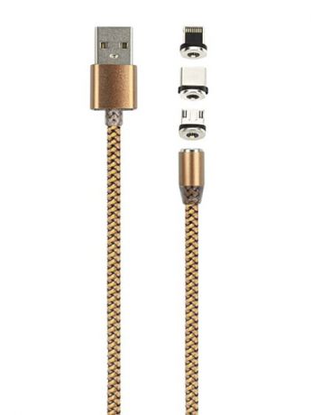 Аксессуар mObility USB - Type-C/Lightning/MicroUSB Gold УТ000021322