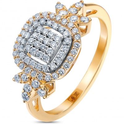 Кольцо с 68 бриллиантами из комбинированного золота