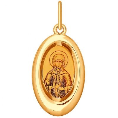 Подвеска-иконка "Святая блаженная Матрона Московская" с 1 эмалью из красного золота