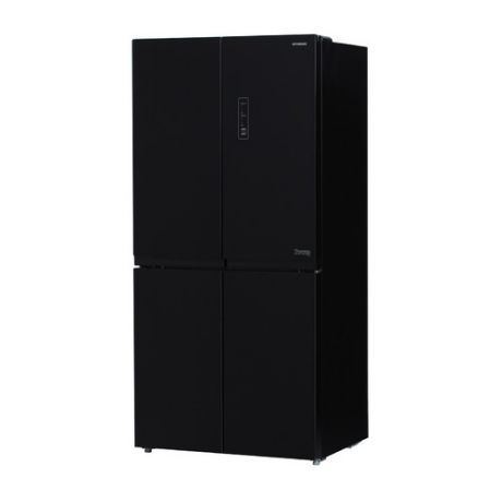 Холодильник HYUNDAI CM5005F, трехкамерный, черное стекло