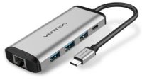 Разветвитель для компьютера Vention USB-C/RJ45 F+OTG 3xUSB3.0+PD (TGDHB)