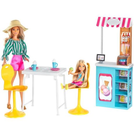 Mattel Barbie Игровой набор Магазин кафе мороженое с куклой Барби и Челси GBK87